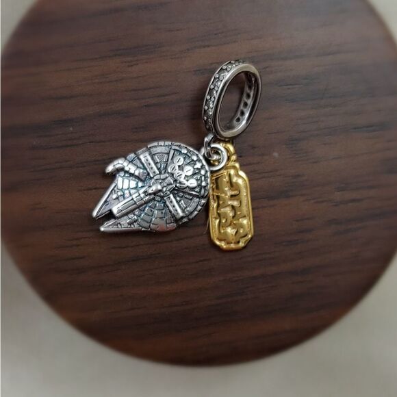 925 Silver Star Wars Millennium Falcon Dangle Charm - Picture 6 of 9